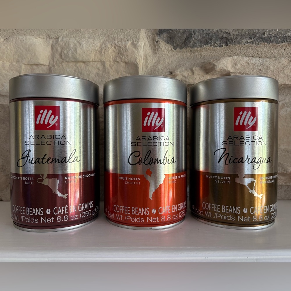 Set of 3 Coffee Tins Coffee Cans Coffee Jars 8.8 ounce Illy Coffee